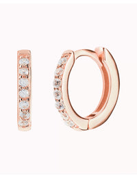 CZ Second Hole Huggie Hoop Earrings - Two Sizes Available