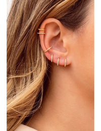 CZ Second Hole Huggie Hoop Earrings - Two Sizes Available