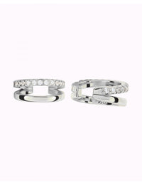 Pave CZ Double Band Conch Ear Cuff Earrings