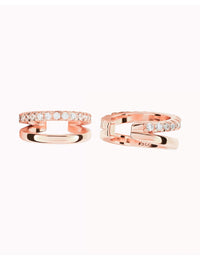 Pave CZ Double Band Conch Ear Cuff Earrings