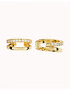 Pave CZ Double Band Conch Ear Cuff Earrings