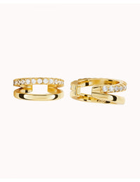 Pave CZ Double Band Conch Ear Cuff Earrings