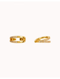 Pendientes conch ear cuff de doble banda con circonitas y sistema de bisagra