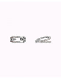 Pendientes conch ear cuff de doble banda con circonitas y sistema de bisagra