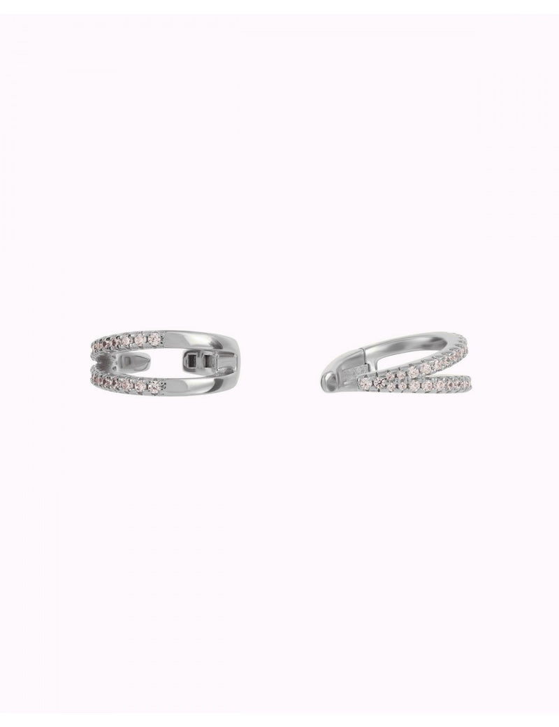 Pendientes conch ear cuff de doble banda con circonitas y sistema de bisagra