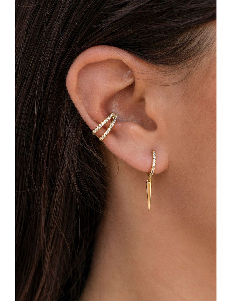 Pendientes conch ear cuff de doble banda con circonitas y sistema de bisagra