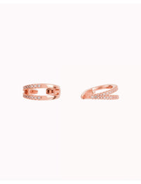 Pendientes conch ear cuff de doble banda con circonitas y sistema de bisagra