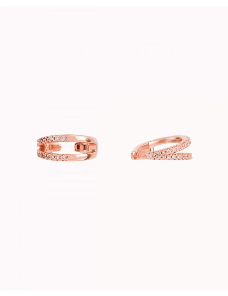 Pendientes conch ear cuff de doble banda con circonitas y sistema de bisagra