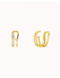 Double Band Conch Ear Cuff Earrings with CZ