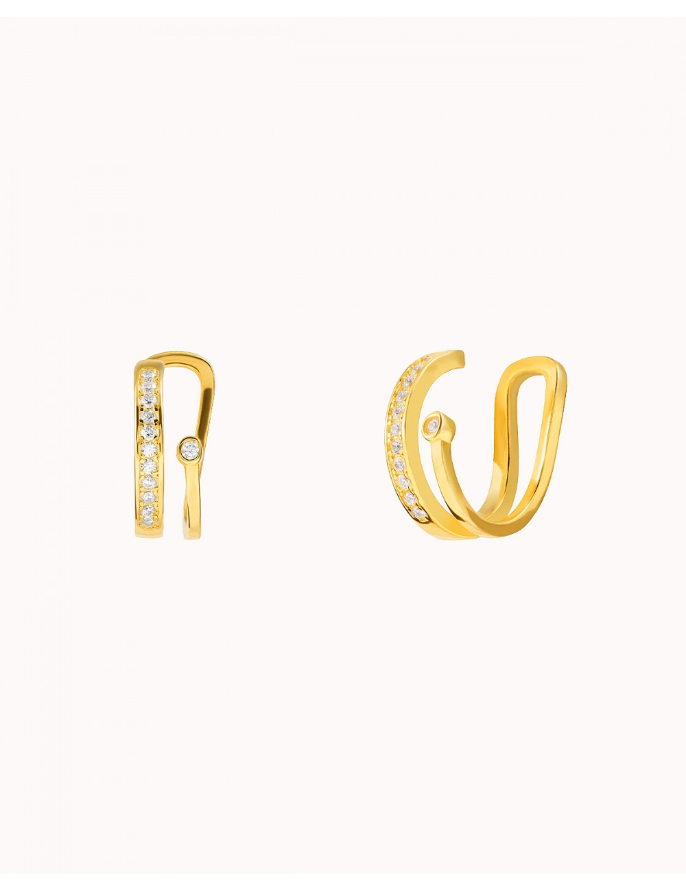 Double Band Conch Ear Cuff Earrings with CZ
