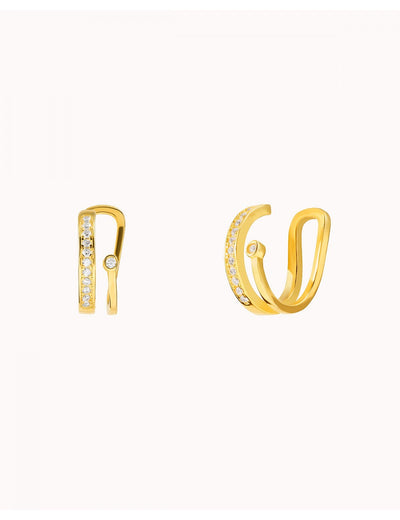 Doppelreihige Conch-Ohrmanschetten-Ohrringe mit Zirkonia