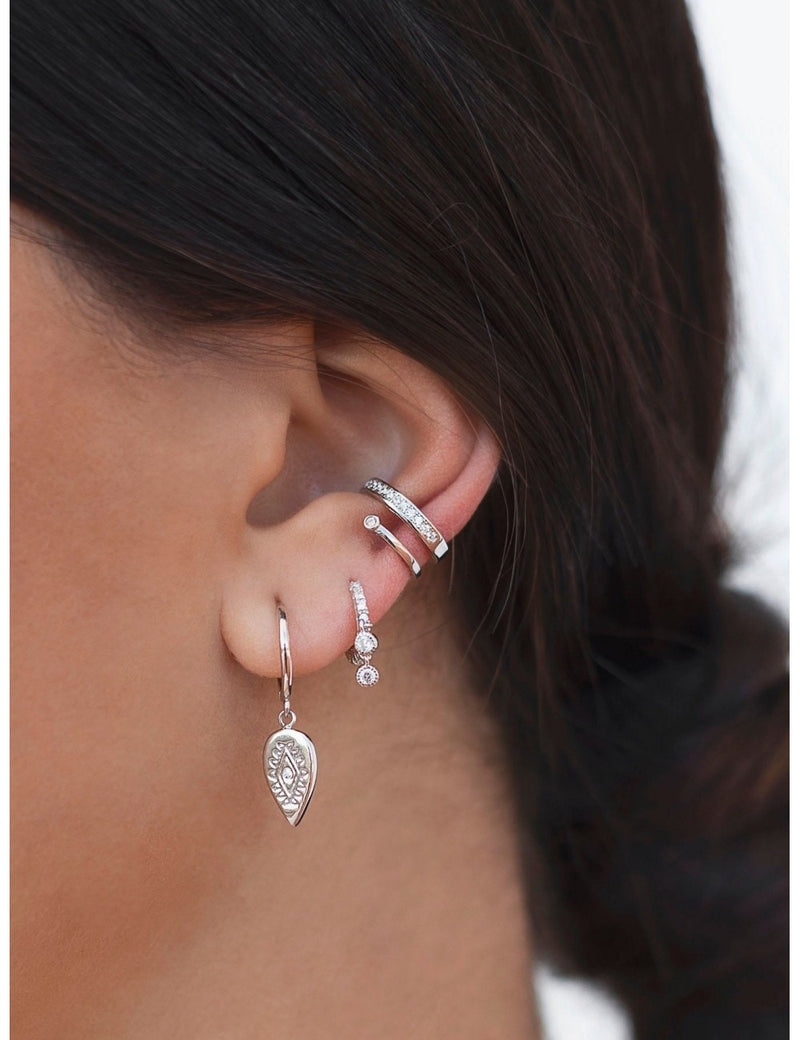 Double Band Conch Ear Cuff Earrings with CZ