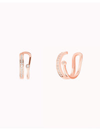 Double Band Conch Ear Cuff Earrings with CZ