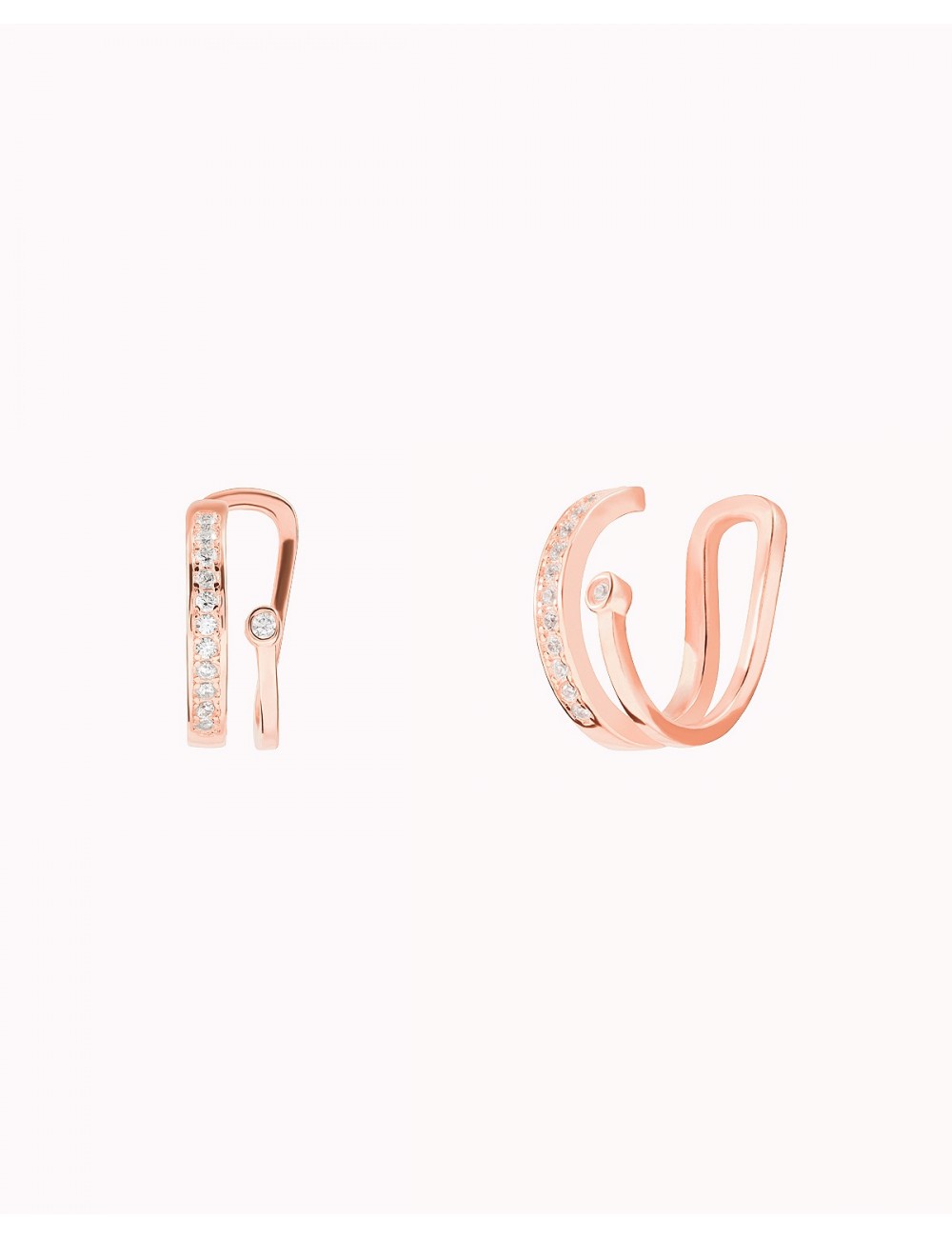 Double Band Conch Ear Cuff Earrings with CZ