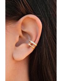 Double Band Conch Ear Cuff Earrings with CZ