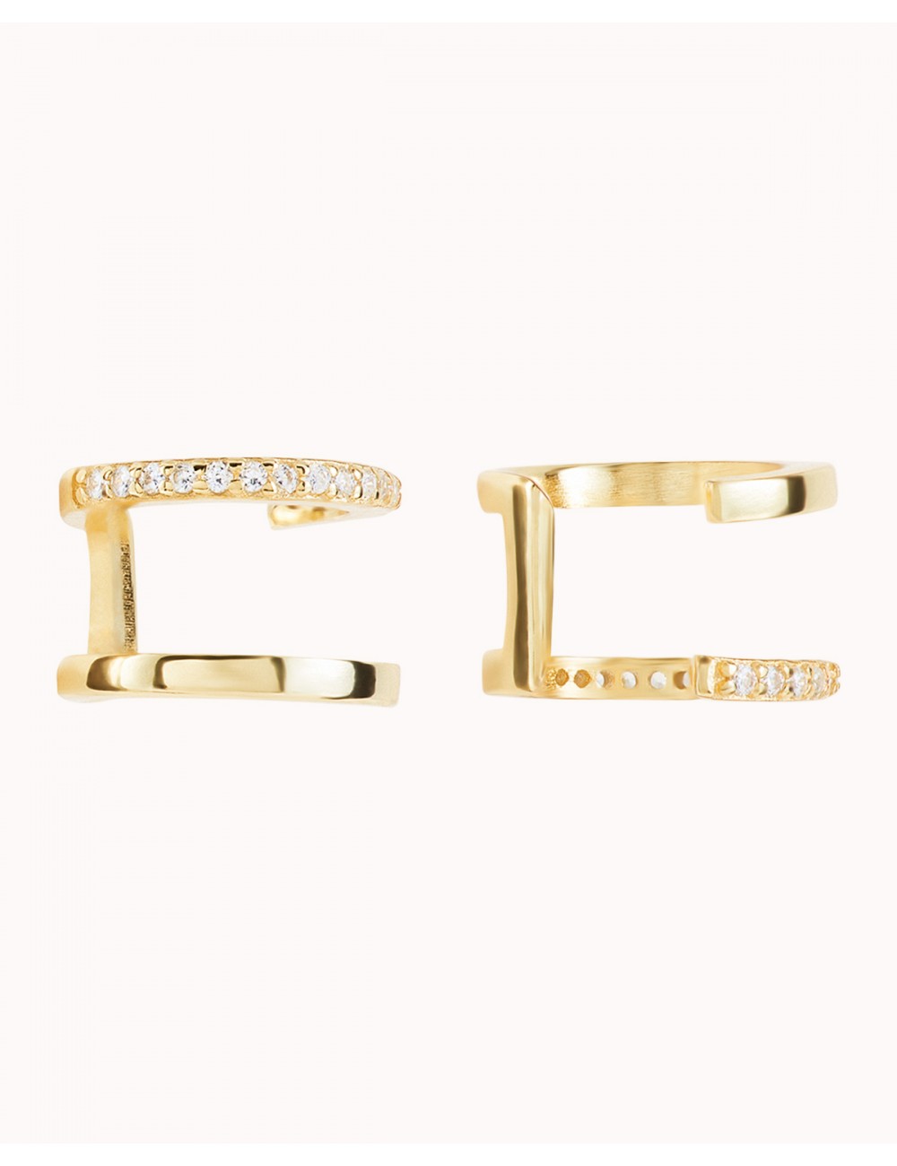 Pendientes ear cuff de doble banda con circonitas