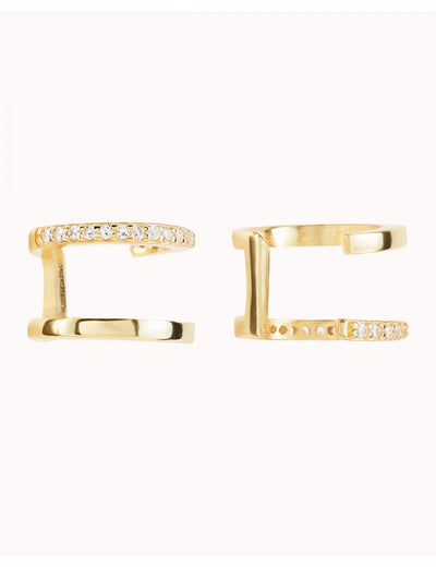 Pendientes ear cuff de doble banda con circonitas
