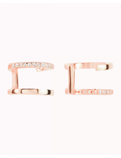 Pendientes ear cuff de doble banda con circonitas