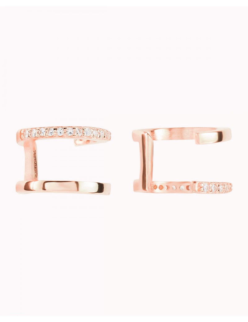 Pendientes ear cuff de doble banda con circonitas