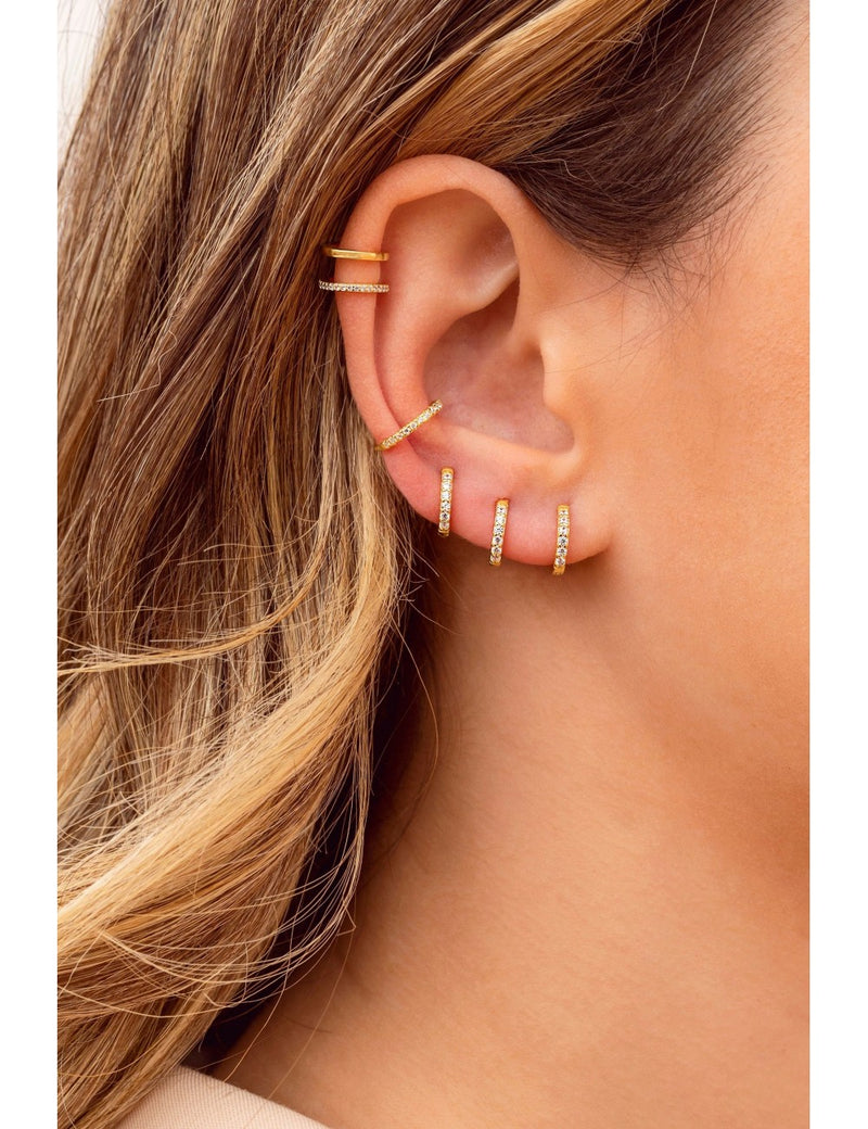 Pendientes ear cuff de doble banda con circonitas