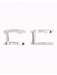 Pendientes ear cuff de doble banda con circonitas