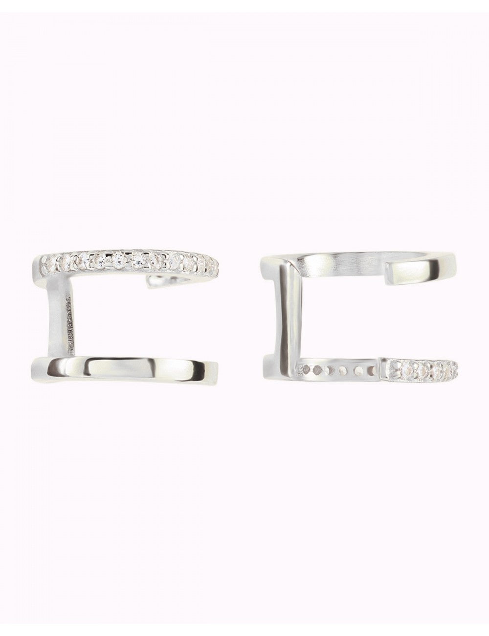 Pendientes ear cuff de doble banda con circonitas