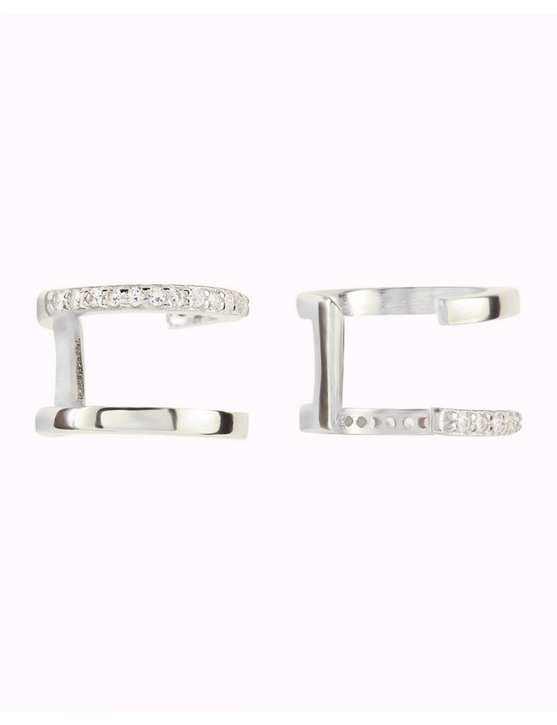 Pendientes ear cuff de doble banda con circonitas