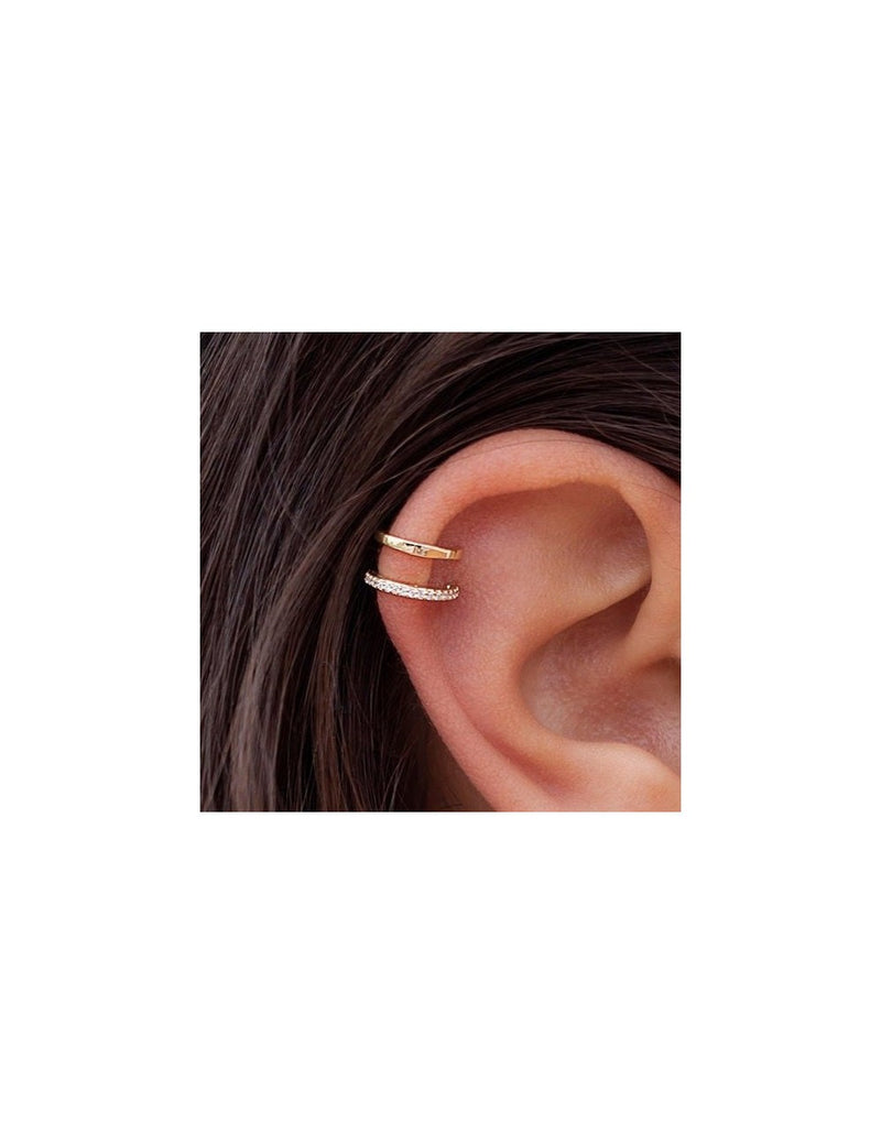 Pendientes ear cuff de doble banda con circonitas