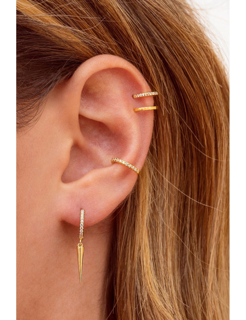 Pendientes ear cuff de doble banda con circonitas