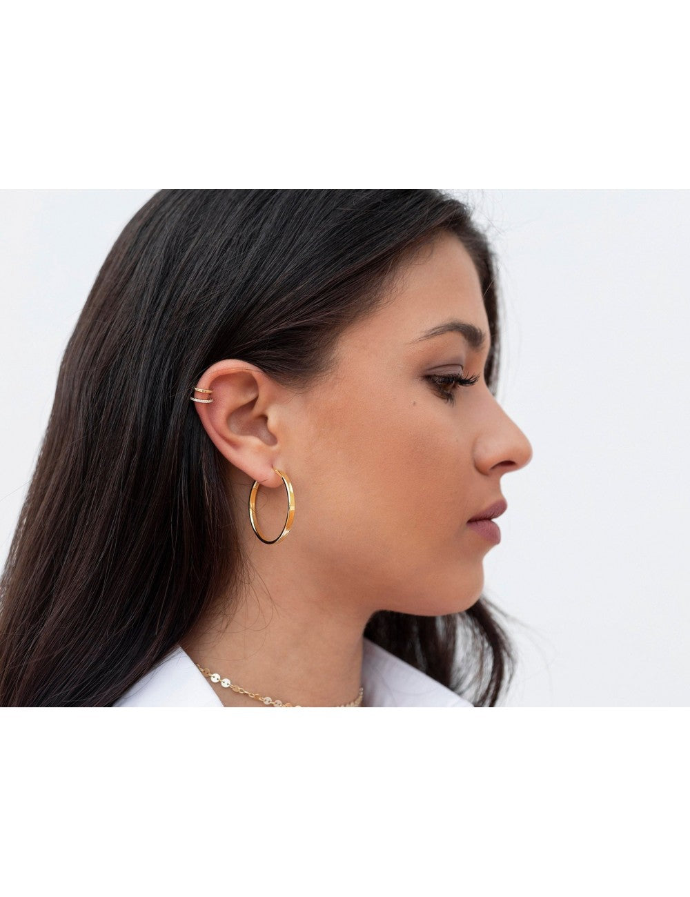 Pendientes ear cuff de doble banda con circonitas