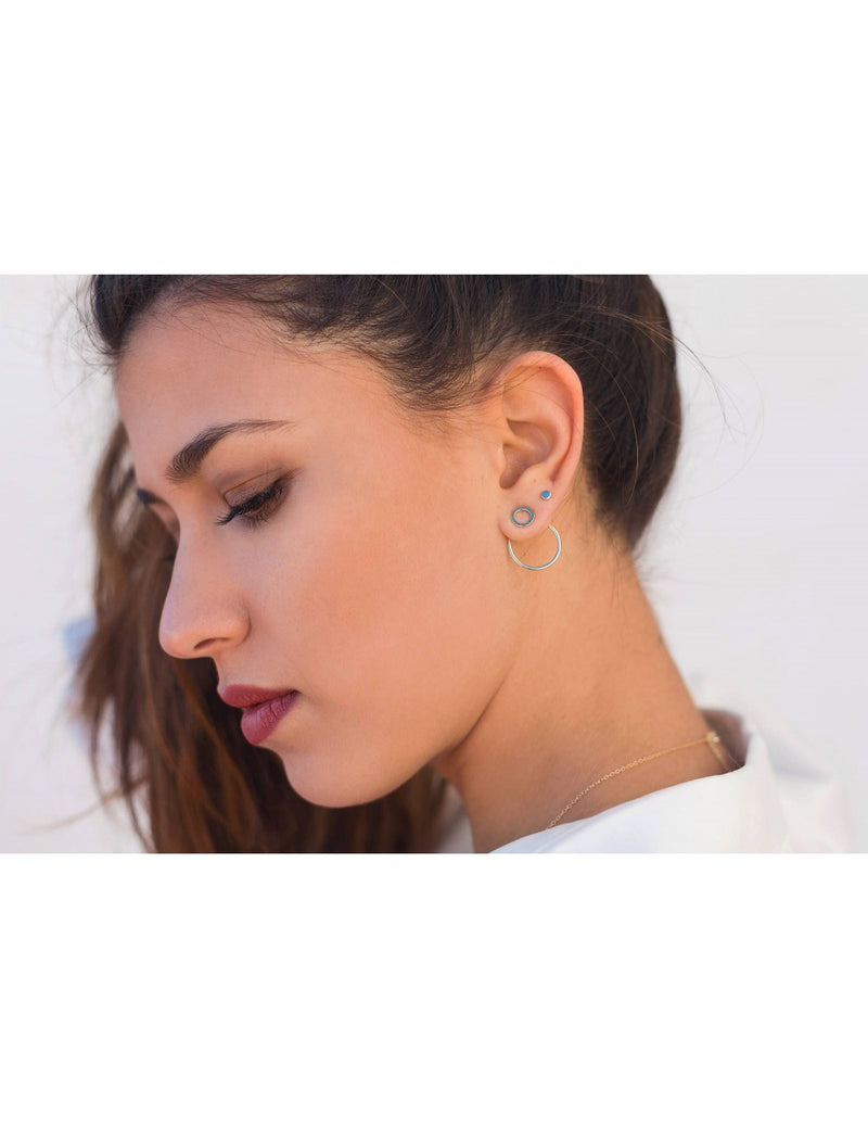 Double Circle Ear Jacket Earrings
