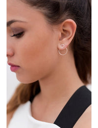 Double Circle Ear Jacket Earrings