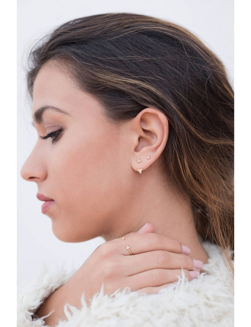 Clover Beaded Ear Jacket Earrings - Two Sizes Available