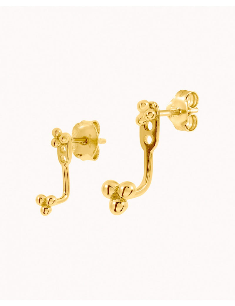 Clover Beaded Ear Jacket Earrings - Two Sizes Available