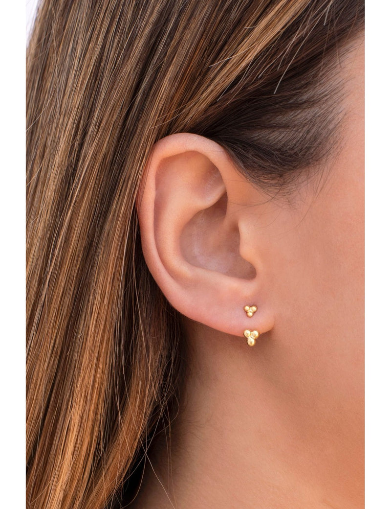 Clover Beaded Ear Jacket Earrings - Two Sizes Available