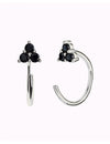 Open Black CZ Flower Shaped Huggie Hoop Earrings - Ear Hugger