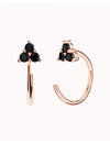 Open Black CZ Flower Shaped Huggie Hoop Earrings - Ear Hugger