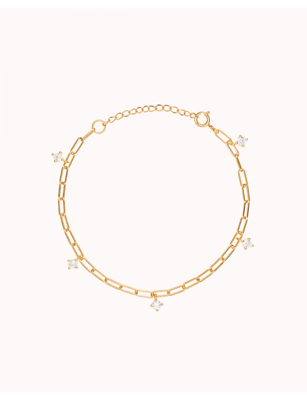 Bracelet à maillons allongés avec breloques en zircone