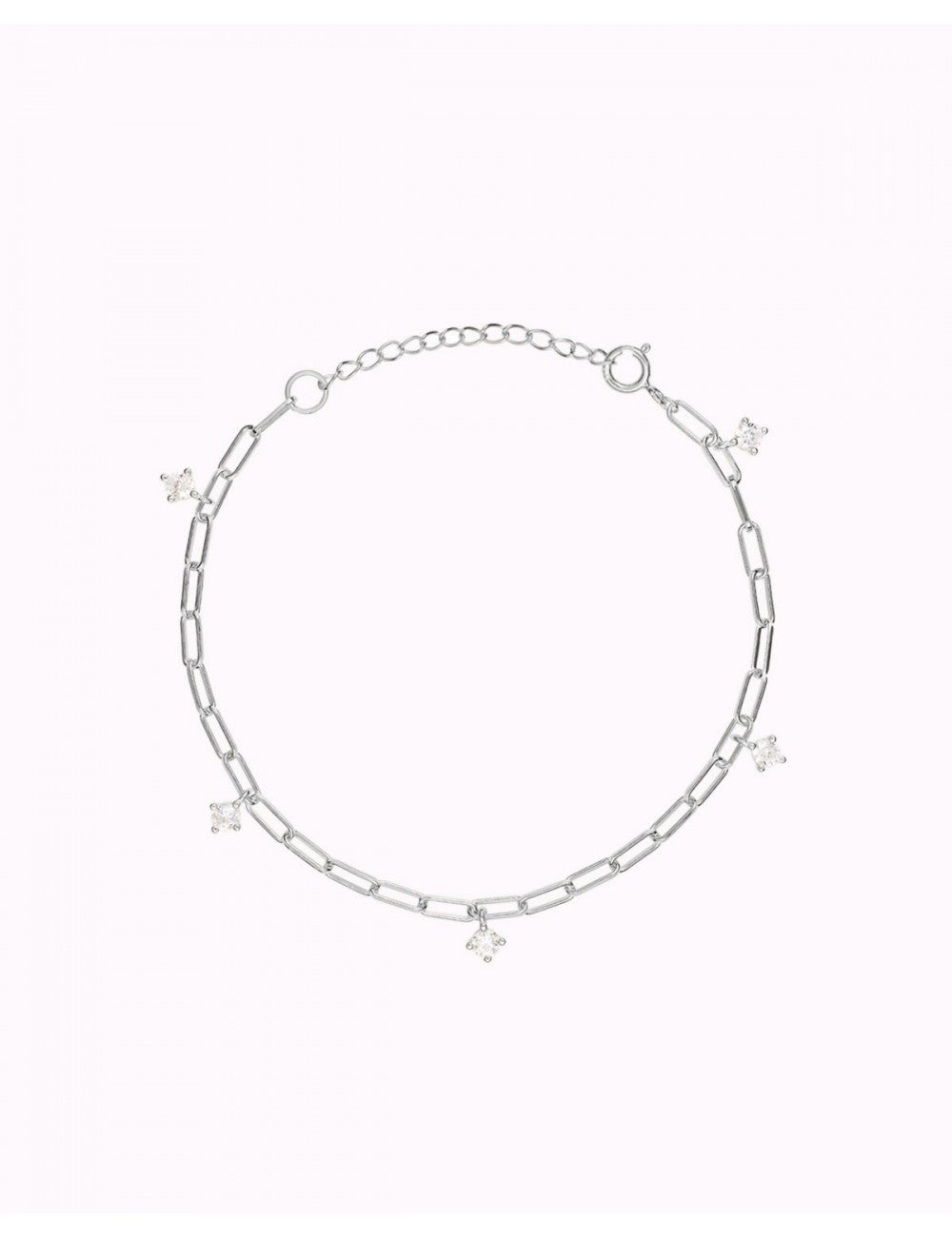 Bracelet à maillons allongés avec breloques en zircone