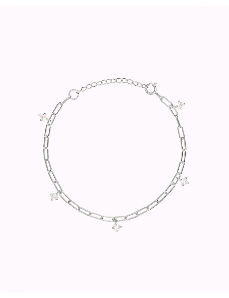 Bracelet à maillons allongés avec breloques en zircone