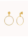 Bar & Circle Front Hoop Long Stud Earrings