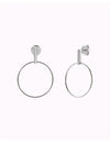 Bar & Circle Front Hoop Long Stud Earrings