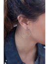 Bar & Circle Front Hoop Long Stud Earrings
