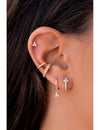 Boucles d'oreilles créoles en forme de fleur avec zircones cubiques serties en pavé