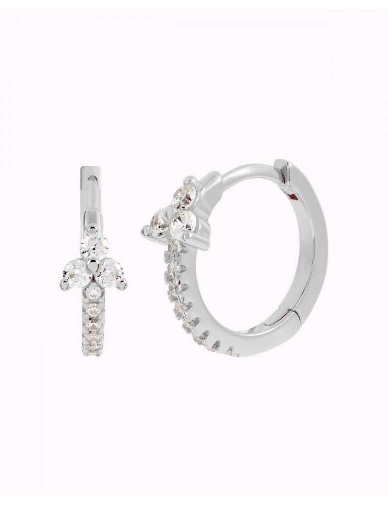 Boucles d'oreilles créoles en forme de fleur avec zircones cubiques serties en pavé