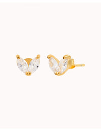 Pendientes stud en forma de flor con circonitas en talla marquesa