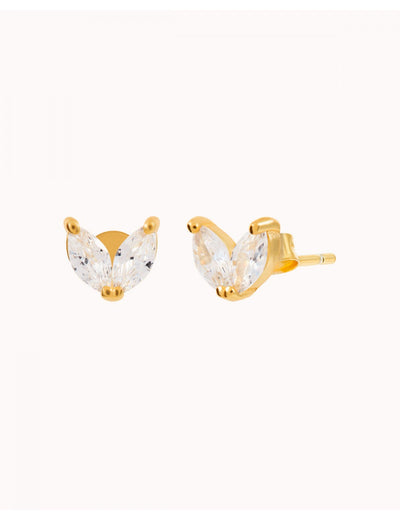 Pendientes stud en forma de flor con circonitas en talla marquesa