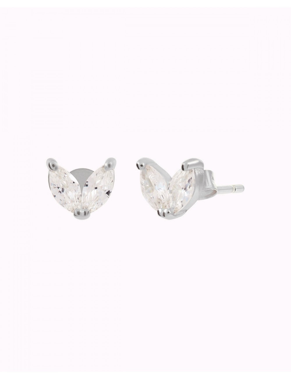 Pendientes stud en forma de flor con circonitas en talla marquesa