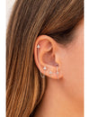 Dangling Chain CZ Double Flower Shaped Stud Earrings - Available in Black & White
