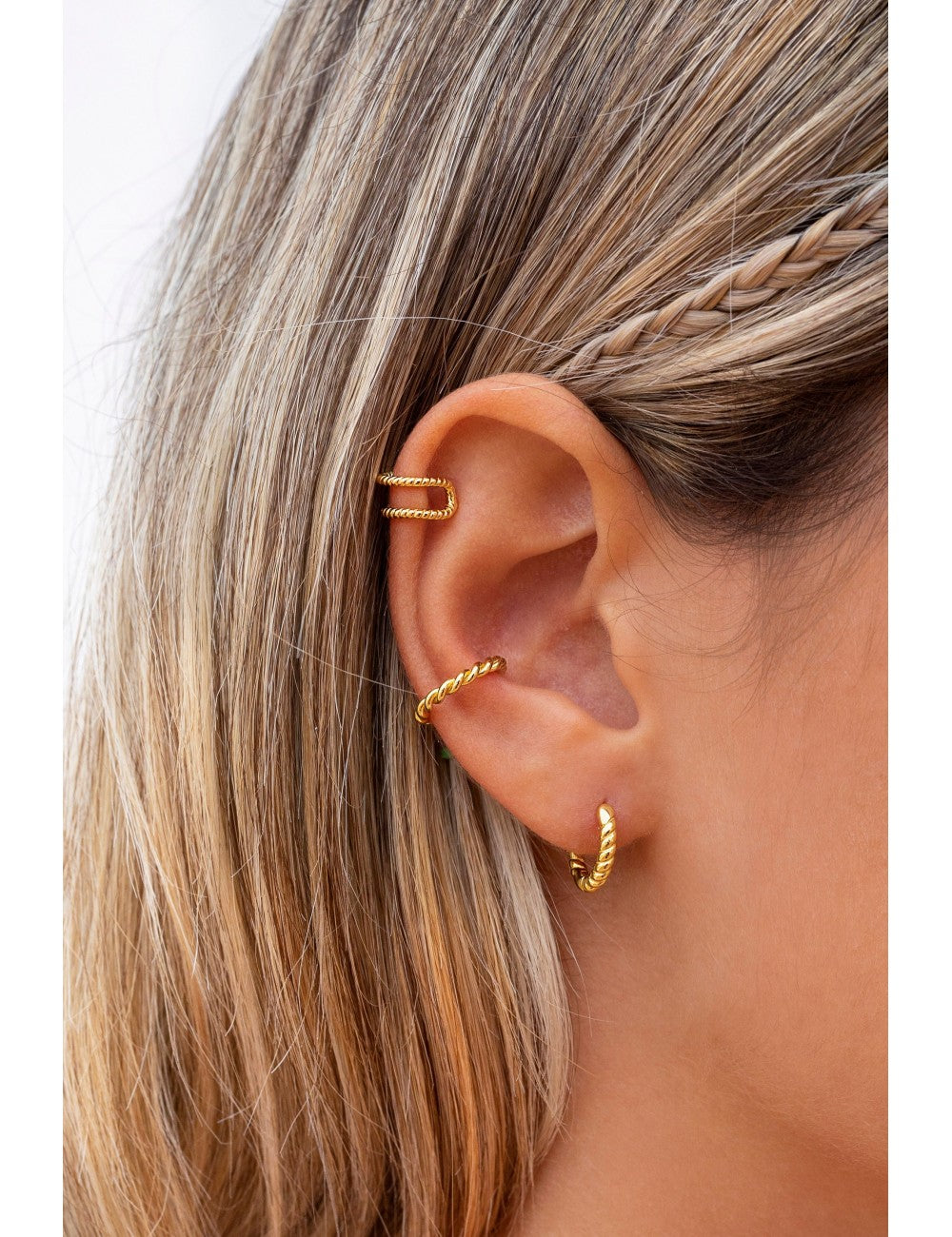 Cabled Rope Chain Huggie Hoop Earrings